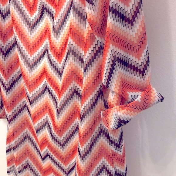 [L8ter] Chevron Patterned Scoop Neck Retro Dress or Shirt - Women's Size Small - Picture 6 of 9